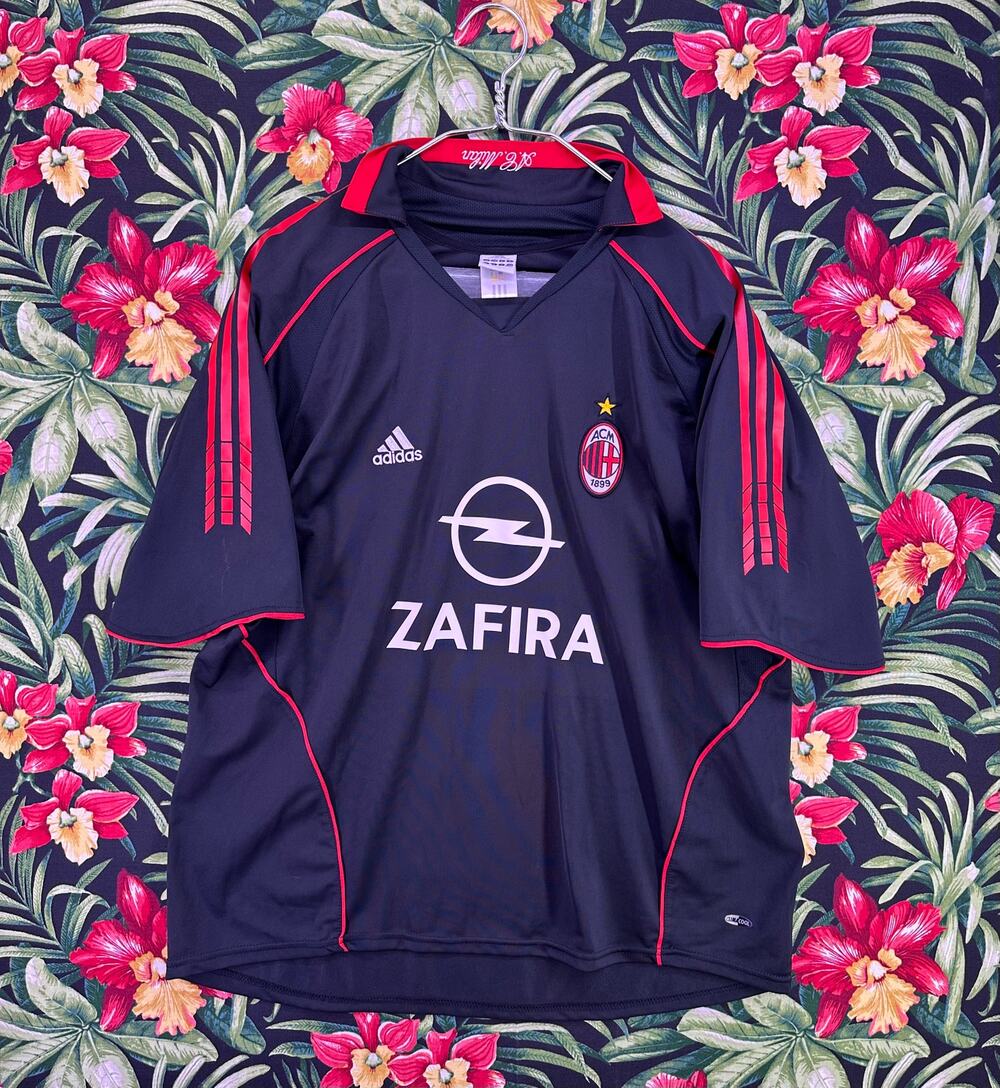 Vintage Adidas AC Milan 2005-06 Black Red Jersey Size XL